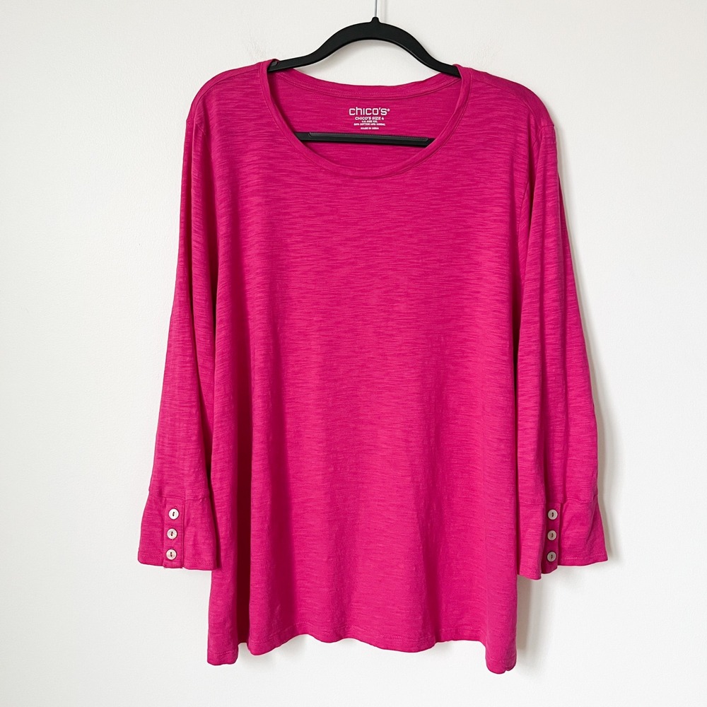Chico's Perfect Tee Cotton Modal Magenta Top Womens  XXL